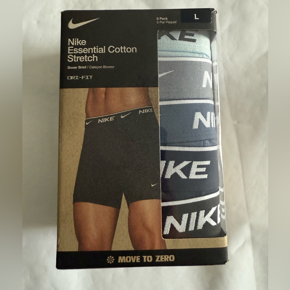 Nike Men’s Essential Cotton Stretch Boxer Briefs - Navy/Gray/Light Blue - Pack